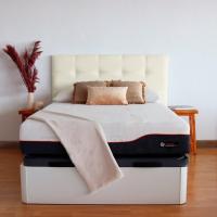 Cabecero tapizado acolchado para dormitorio, modelo Tablet largo en tela antimanchas gris antracita y medidas 151 x 125 cm para camas de 135 o 150 cm. - details 32