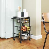 Carrito de Cocina Carrito Verdulero para Cocina con 4 Cestas Deslizables y Marco de Acero Carrito Auxiliar con Ruedas para Comedor 49,5x31x91 cm Gris Claro - details 16