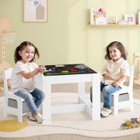 para Niños de Madera, Muebles con Espacio de Almacenamiento, Escritorio Blanco Reversible con - details 1
