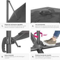 Parasol Ajustable para Protección UV Ventilación Superior Ideal para Jardín, Terraza Exterior, Patio - details 19