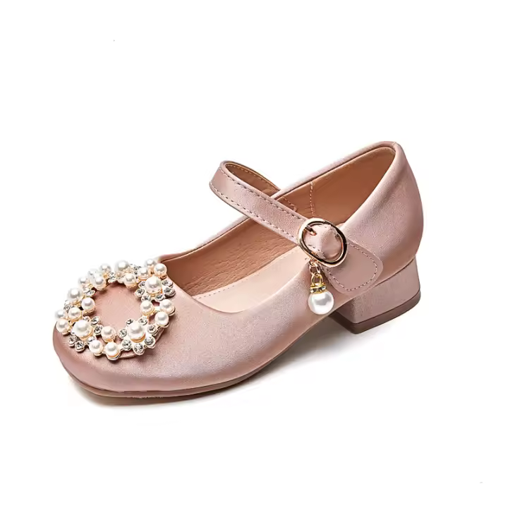 Zapatos de tacón alto para niñas, zapatos de princesa para niña pequeña, zapatos de cuero - 1
