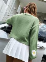 Kawaii Cardigan de Manga Suelta para Mujer Patrón de Flor Ligero Ideal para Trabajar - details 4