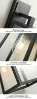 Lámpara de Pared Retro LED Estilo Europeo TOMAXIN 11 Estilos Disponibles Resistente al Agua para Decoración de Jardín Villa Restaurante Balcón Material de Hierro Fundido Color Blanco Cálido Eficiencia de Energía - details 22