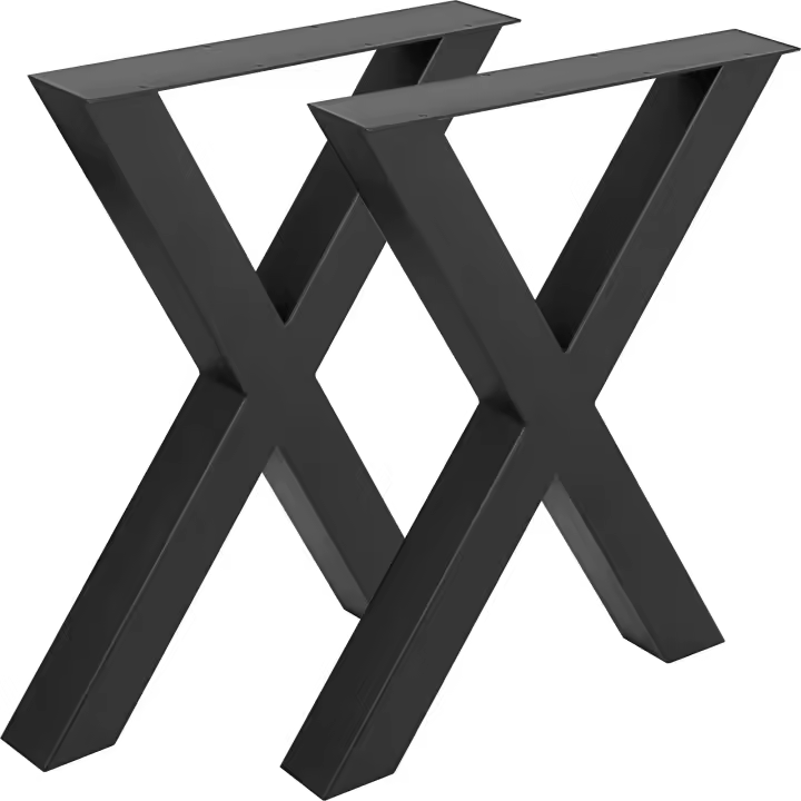 SucceBuy Patas de mesa de metal, Patas de mesa negras Patas de mesa de acero premium con estilo X-frame Patas de banco de acero Patas de mesa estilo campestre - 1
