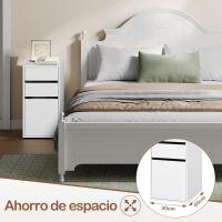 Mesita de Noche con 3 Cajones de 2 Tamaño,Mesa Auxiliar 30x40x60 cm, Mesita Blanca para Cama, Cómoda con Espacio de Almacenamiento, para Dormitorio, Salón y Estudio, NTS17ws-2 - details 5