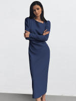Vestido largo elegante de invierno con manga de viajero, nuevo estilo francés, traje de extremo para mujer - details 13