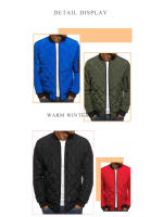 Chaqueta de Color sólido Chaqueta acolchada de algodón Lingge Chaqueta acolchada de algodón con cuello grueso cosido Chaqueta acolchada de algodón cálida de invierno - details 6
