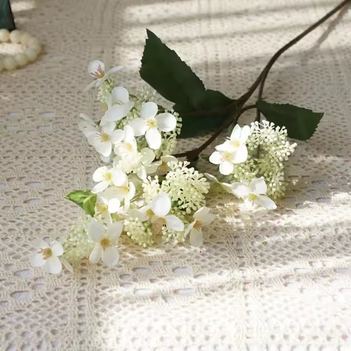 Flores de hortensia artificiales grandes, ramas de hortensia de seda coloridas de plástico, flores falsas realistas hechas a mano para sala de estar - 1