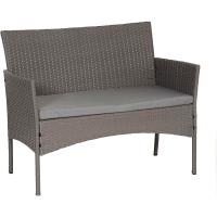 Conjunto de Jardín de Resina Tejido en Gris 4 Piezas: Sofá, Sillones, Mesa de Centro - details 3