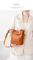 Bolso de hombro vintage de cuero genuino para mujeres, bolso tipo cubo de alta gama, bolso cruzado de piel de vaca de capa superior, bolso cruzado para mujeres - details 6