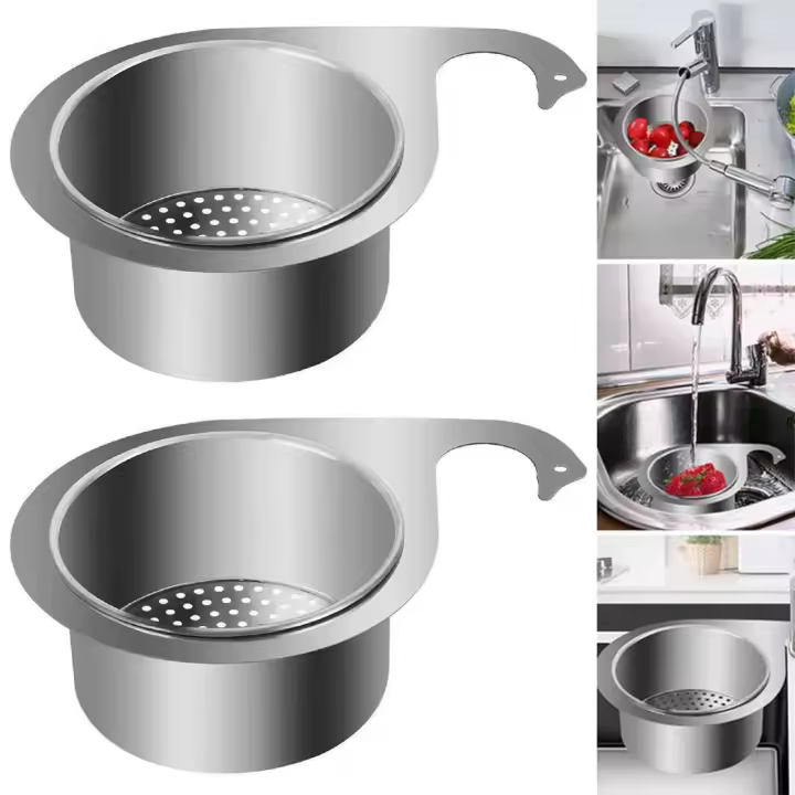 Coladores de acero inoxidable para fregadero de cocina, filtro de drenaje eficiente, recogedor de alimentos - 1