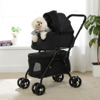 Carrito para mascota, plegable,para perros y gatos, con ruedas giratorias de 360 grados y cinturón de seguridad - details 7
