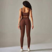 Conjunto de yoga acanalado sin costuras para mujer, ropa de gimnasio, sujetador con elevación, leggings, top de entrenamiento, chándal deportivo, 2 piezas - details 43
