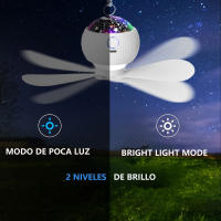 Ventilador de camping con linterna LED, ventilador de techo recargable para tienda de campaña, ventilador colgante portátil con control remoto y proyección, elementos esenciales para acampar para toldo, tienda de campaña, coche, RV, huracán, kit de superv - details 4