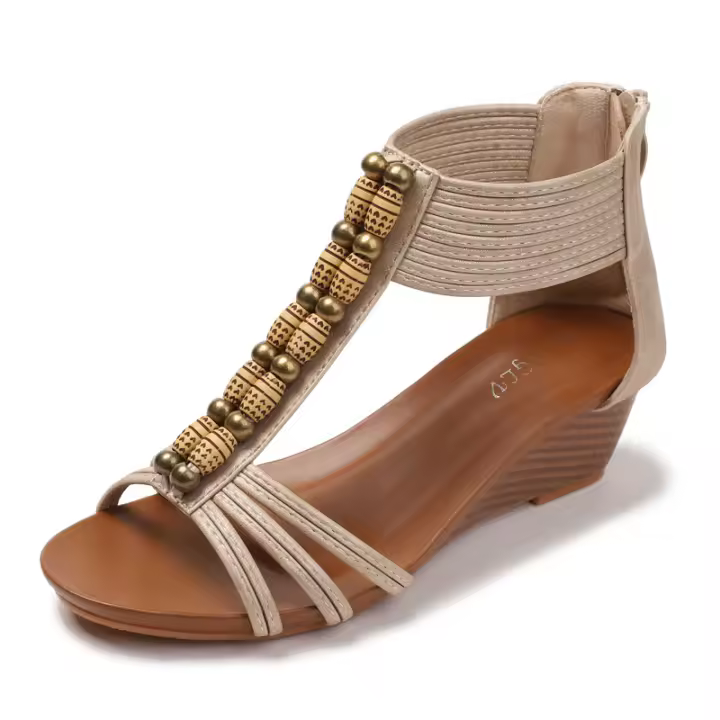 Sandalias de tacón alto con cuña de moda de verano para mujer de estilo bohemio - 1