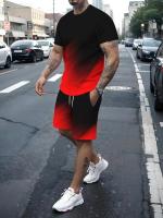 Nueva ropa deportiva con estampado 3D para hombre, conjunto de fitness, traje para correr, camiseta informal + conjunto de pantalones cortos, ropa deportiva transpirable para correr, traje a rayas - details 5