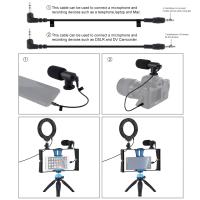 PULUZ 4 en 1 Vlogging Transmisión en vivo Smartphone Video Rig + Kits de luz LED para selfies con anillo de 4,7 pulgadas y 12 cm con micrófono + soporte para trípode + cabezal de trípode con zapata fría para iPhone, Galaxy, Huawei, Xiaomi, HTC, LG, Google - details 6