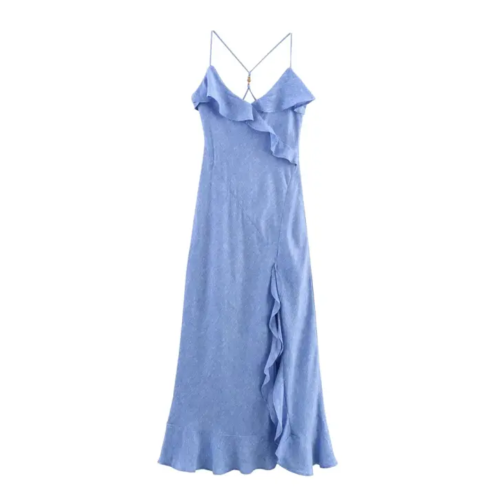 Vestido largo de verano 2025 para mujer, con capas decorativas, diseño sin espalda, estilo simple y exclusivo, ideal para vacaciones. - 1