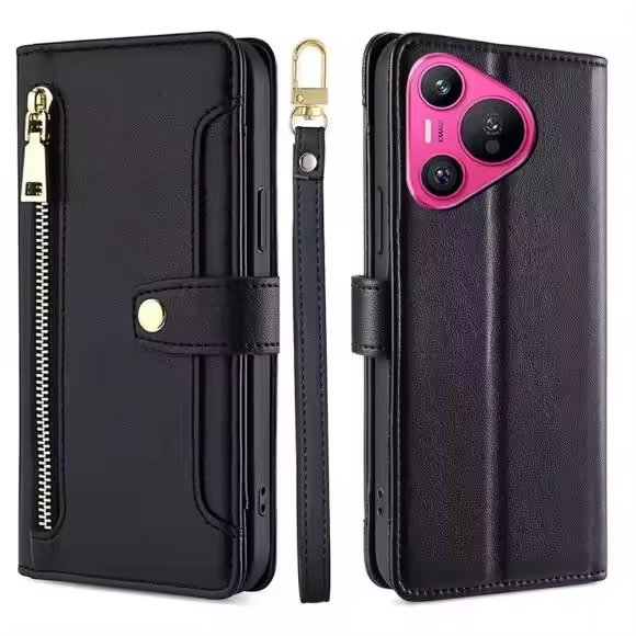 Funda Magnética Multifuncional de Piel para Huawei Pura 70, Funda Protectora con Cremallera, a la Moda - 1