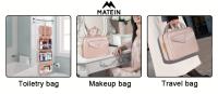 Bolsa de aseo de viaje para mujeres, neceser de maquillaje, colgante de piel sintética de 9 litros con asa de metal - details 0