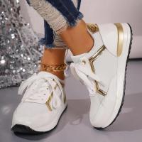 Zapatillas de deporte para mujer, nuevas y cómodas zapatillas deportivas con plataforma de cuero parcheado para correr al aire libre, informales, cómodas y a la moda - details 4