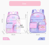 Mochila escolar para niños y niñas, de arcoíris morral, color rosa y morado - details 1