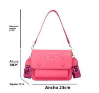 Bolso sencillo con estilo de oso español para mujer, bolso de hombro tipo bandolera versátil a la moda de seda color melocotón - details 1