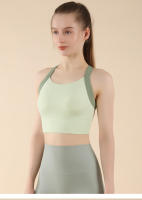 Sujetador deportivo de una pieza con bloques de Color para mujer, sujetador de Yoga para correr de alta intensidad a prueba de golpes, chaleco de Fitness adelgazante de alta elasticidad - details 15