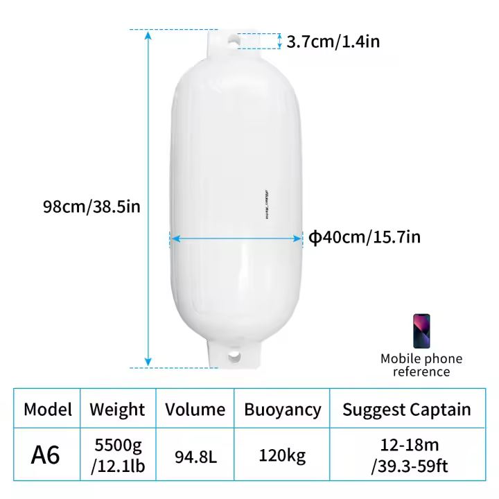 Guardabarros para barcos, paquete de 4 parachoques acanalados con ojos gemelos para acoplamiento, viene con cuerdas y bomba para inflar, modelo de un solo color - 1