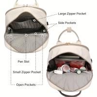 2024 Nueva Moda Mochila para Portátil de Gran Capacidad, Tela Oxford Blanca, Cierre de Cremallera, Lavado a Mano Únicamente, Bolso de Viaje de Negocios con Bolsillos Laterales y Ranura para Bolígrafos - details 3