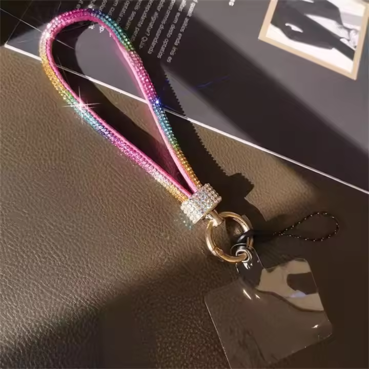 Cordón para teléfono móvil con diamantes de imitación, cuerda colgante ostentosa, correa para la muñeca, cordón de diamante de mano brillante, adornos colgantes - 1