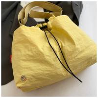 Bolso tipo cubo plisado de estilo coreano, bolso de gran capacidad, bolso de hombro de nailon, bolso cruzado de tela impermeable de Color sólido - details 6