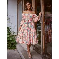 Vestido con cuello cuadrado para mujer, vestidos florales de manga larga, elegante y bonito, - details 9