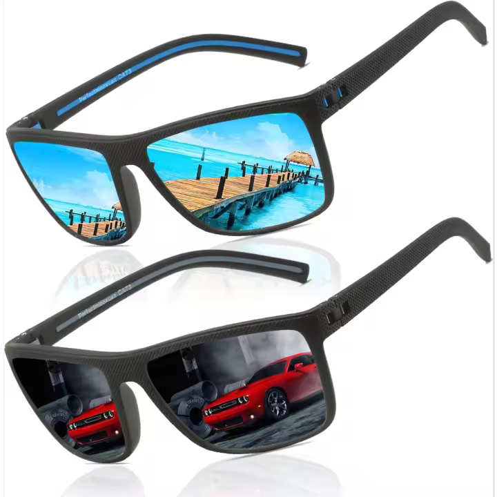 Gafas de sol Piloto polarizadas hombre y mujer Verano Vacaciones futuristas Pesca Conducción TR90 marco Protección UV cuadrado gafas de sol Gafas de sol - 1