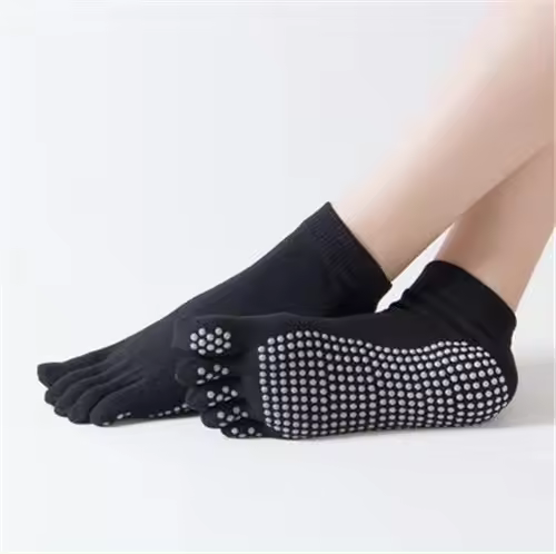 Calcetines de Yoga antideslizantes para mujer, medias de cinco dedos, sin espalda, algodón, silicona, 5 dedos, Ballet, gimnasio, Invierno - 1