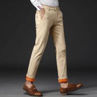 Pantalones de pierna recta de moda coreana para hombre, pantalones informales gruesos térmicos cálidos para nieve, nuevos pantalones de negocios ajustados, invierno - details 8