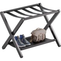estante almacenamiento, Portaequipaje bambú premium para habitación invitados, dormitorio, hotel, Soporta hasta 61 kg (Negro) - details 0