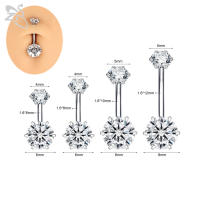 ZS 1 pieza 14G anillo de ombligo de acero inoxidable para mujeres y niñas blanco rosa CZ cristal ombligo Piercings cuerpo Piercing 6/8/10/12MM - details 7
