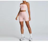 Conjunto de Yoga de Cintura Alta Ropa Deportiva de Nylon Antichoque para Mujeres Sin Mangas - details 3