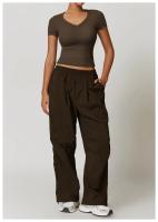 Tops de Yoga de lana a prueba de golpes para mujer, camiseta ajustada informal de manga corta para correr, Pilates, ropa de Fitness, Camiseta deportiva fina de secado rápido - details 4