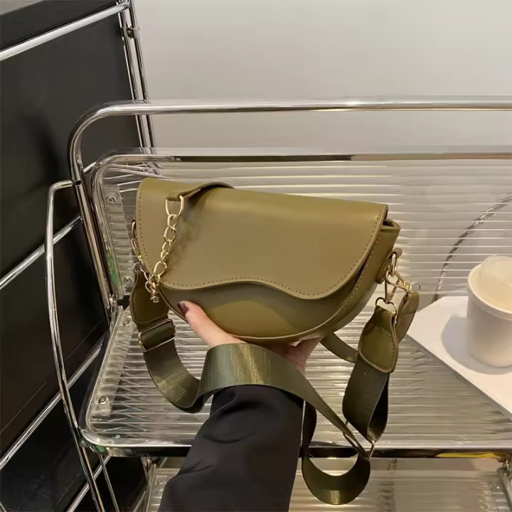 Bolso de hombro con doble correa para mujer, bolso cruzado de cuero PU versátil, moda informal de Color sólido - 1