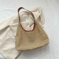 Bolso de paja tejido hecho a mano Simple, bolso de mano de estilo bohemio, bolso de rafia, bolsos de playa de gran capacidad para verano - details 25