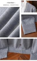 Cardigan de Punto para Hombres Vestido Suelto de Una Botónada con Cuello en V Color Sólido - details 20