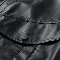 Chaquetas de cuero versátiles y holgadas para hombre, estilo casual, sencillo, sólido, para primavera y otoño, con solapa, cómodas, cortavientos, nueva moda. - details 9