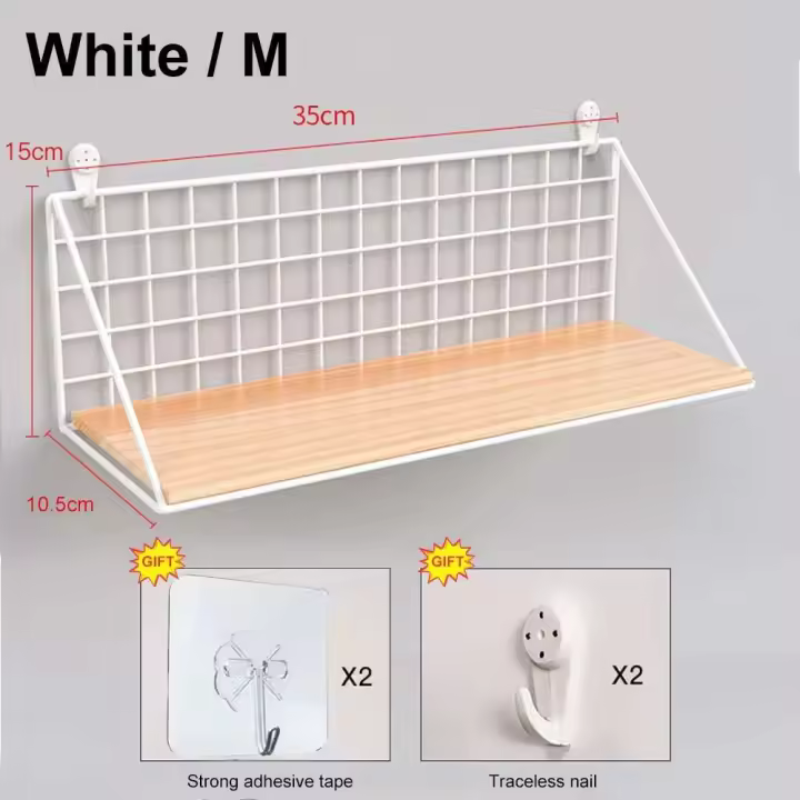 Estantes montados no perforados, perchas de madera para salón, cestas de iluminación para dormitorio, decoraciones de pared, organizadores - 1