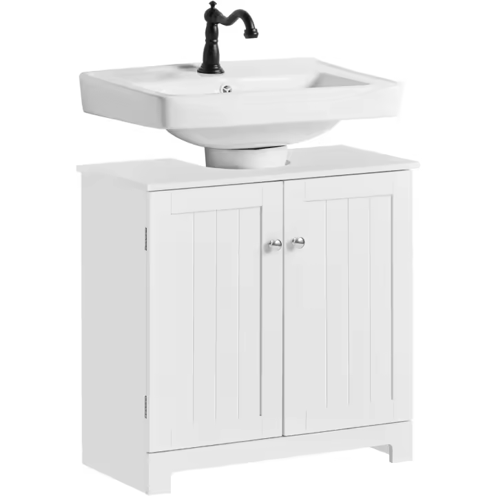 Mueble de Baño Auxiliar Armario con Puertas y Balda Ajustable Mueble de Baño de MDF Blanco - 1