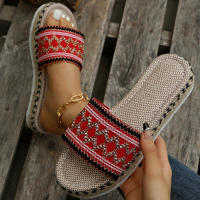 Sandalias de plataforma gruesa para mujer, alpargatas, chanclas, talla grande, color rojo, 43, 42, 41, 40 - details 5