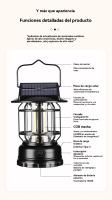 Lampara camping solar Retro multifunción recargable Portátil ligera playa Faroles jardin exterior - details 5