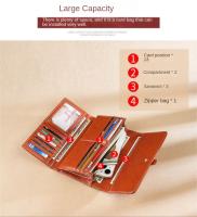 Cartera larga de cuero para mujer Anti-robo RFID, hecha de cuero genuino con lining de microfibra - details 4