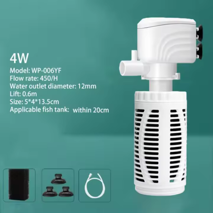 Purificador de agua, bomba de filtro de acuario silenciosa 3 en 1, bomba de aire de oxígeno sumergible, ventosa, filtro interno de acuario blanco para el hogar - 1